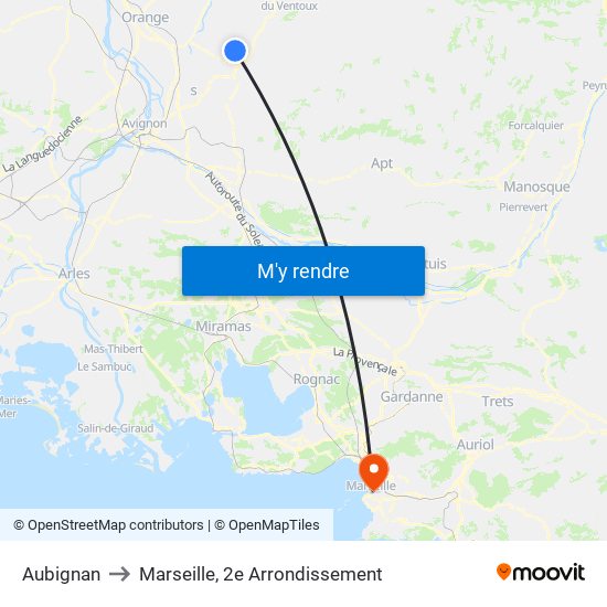 Aubignan to Marseille, 2e Arrondissement map