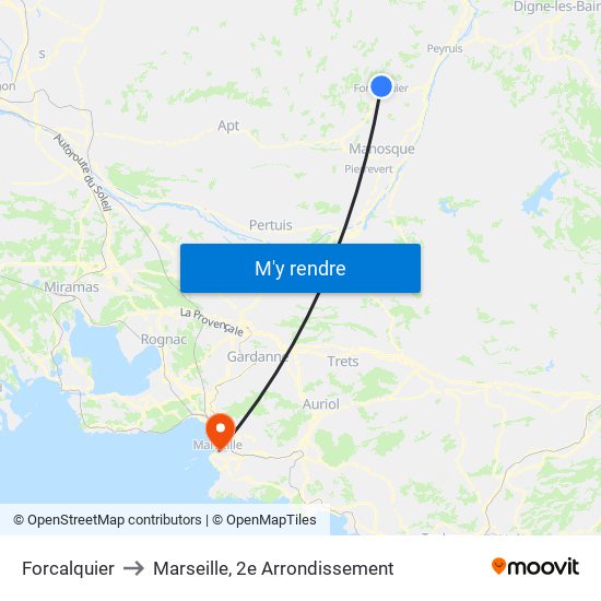 Forcalquier to Marseille, 2e Arrondissement map