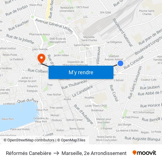 Réformés Canebière to Marseille, 2e Arrondissement map