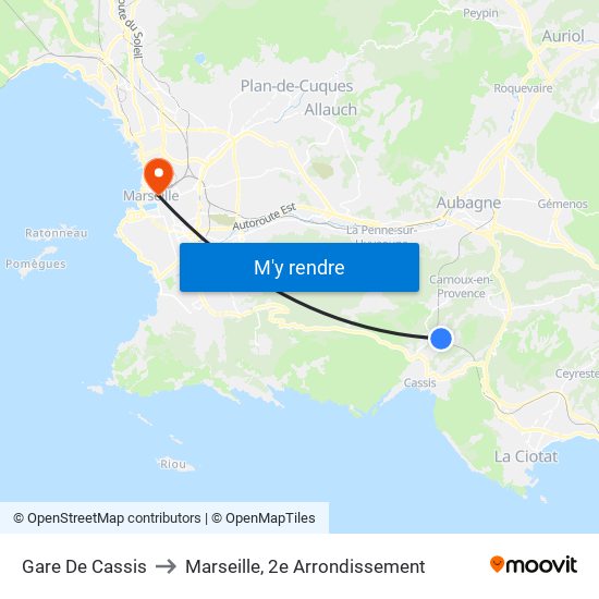 Gare De Cassis to Marseille, 2e Arrondissement map