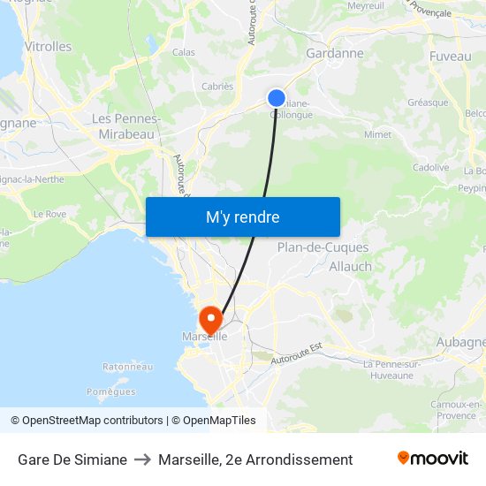 Gare De Simiane to Marseille, 2e Arrondissement map