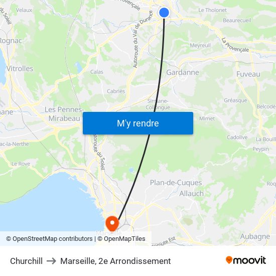 Churchill to Marseille, 2e Arrondissement map
