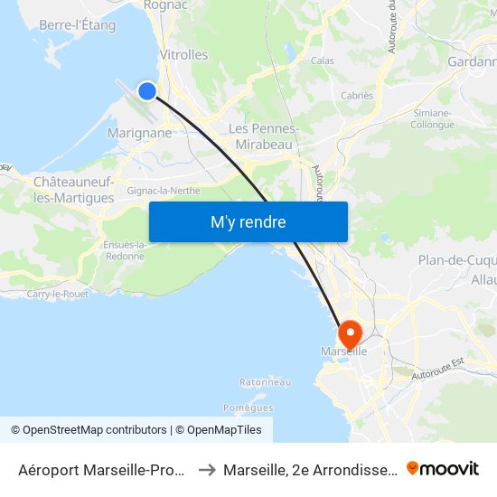 Aéroport Marseille-Provence to Marseille, 2e Arrondissement map