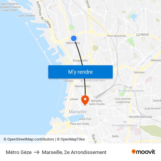 Métro Gèze to Marseille, 2e Arrondissement map