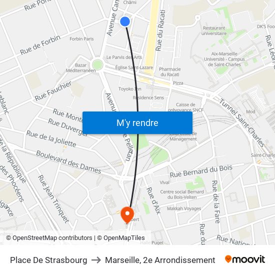 Place De Strasbourg to Marseille, 2e Arrondissement map