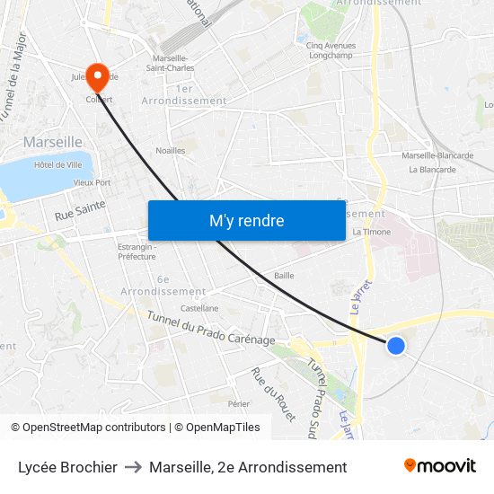 Lycée Brochier to Marseille, 2e Arrondissement map