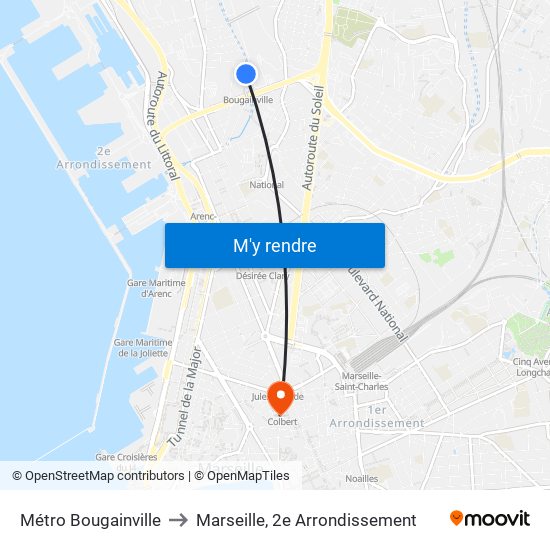 Métro Bougainville to Marseille, 2e Arrondissement map