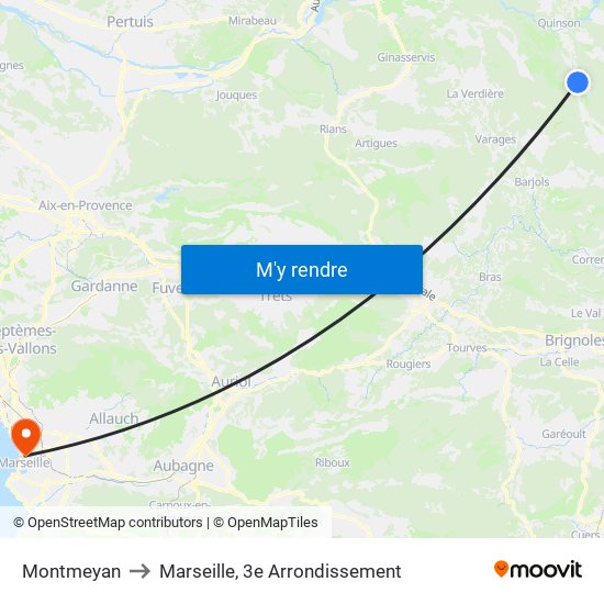 Montmeyan to Marseille, 3e Arrondissement map
