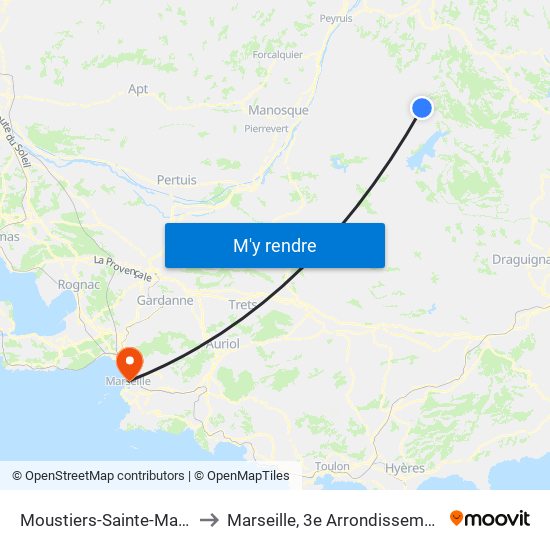 Moustiers-Sainte-Marie to Marseille, 3e Arrondissement map