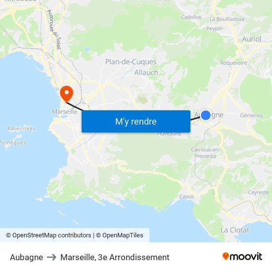 Aubagne to Marseille, 3e Arrondissement map