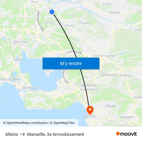 Alleins to Marseille, 3e Arrondissement map