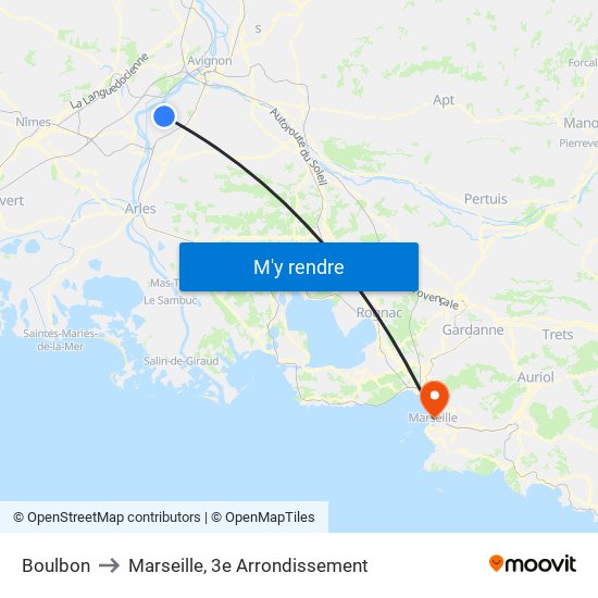 Boulbon to Marseille, 3e Arrondissement map