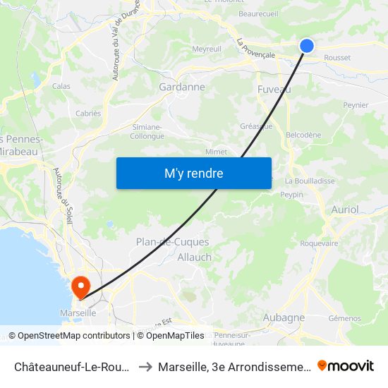 Châteauneuf-Le-Rouge to Marseille, 3e Arrondissement map