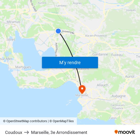 Coudoux to Marseille, 3e Arrondissement map