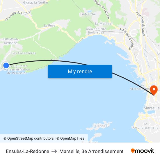 Ensuès-La-Redonne to Marseille, 3e Arrondissement map
