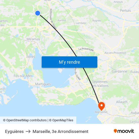 Eyguières to Marseille, 3e Arrondissement map