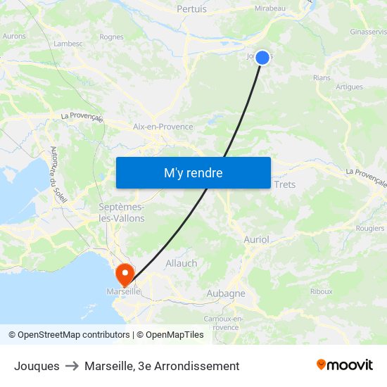 Jouques to Marseille, 3e Arrondissement map