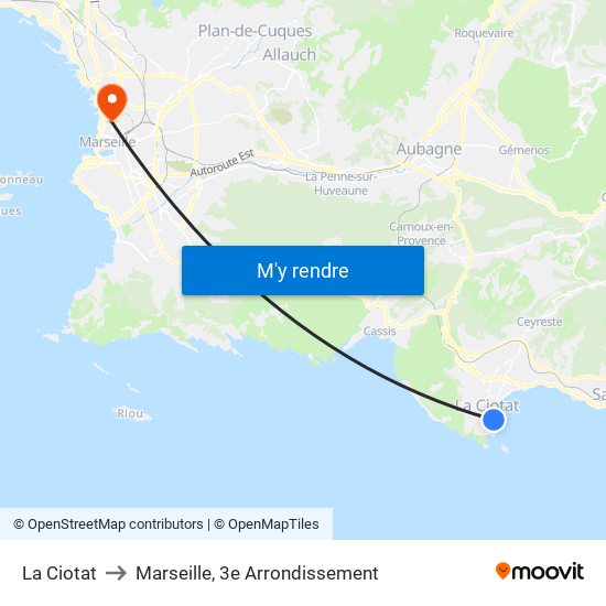 La Ciotat to Marseille, 3e Arrondissement map