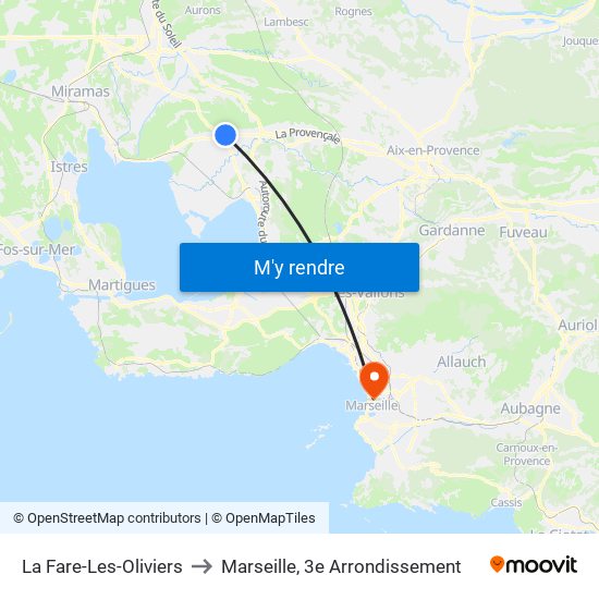 La Fare-Les-Oliviers to Marseille, 3e Arrondissement map