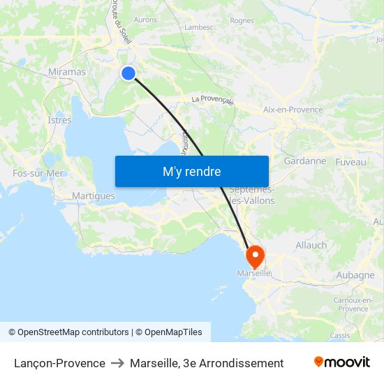 Lançon-Provence to Marseille, 3e Arrondissement map