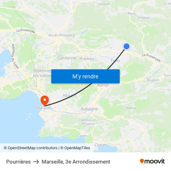 Pourrières to Marseille, 3e Arrondissement map
