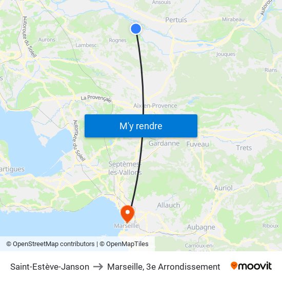 Saint-Estève-Janson to Marseille, 3e Arrondissement map