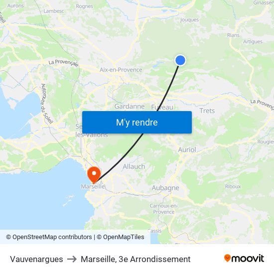 Vauvenargues to Marseille, 3e Arrondissement map
