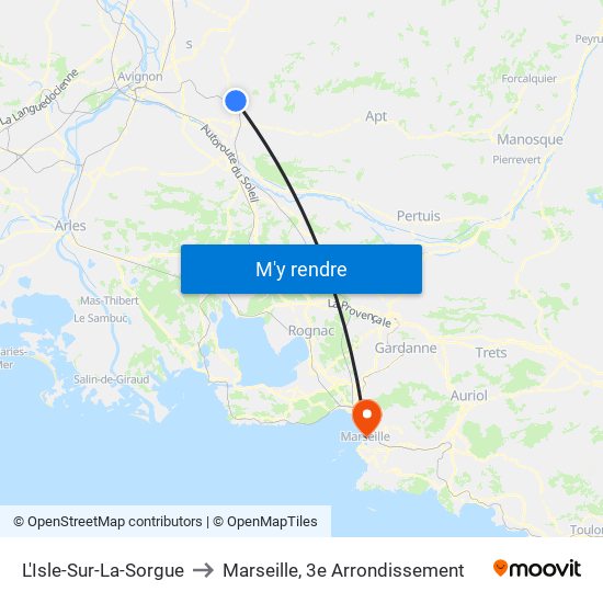 L'Isle-Sur-La-Sorgue to Marseille, 3e Arrondissement map