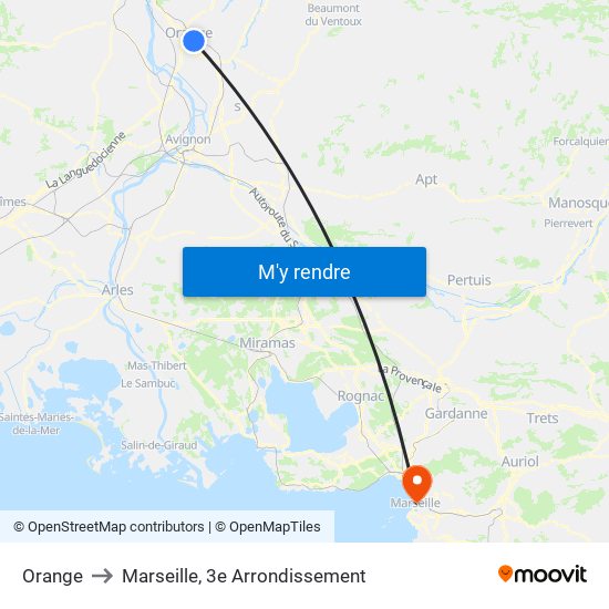 Orange to Marseille, 3e Arrondissement map