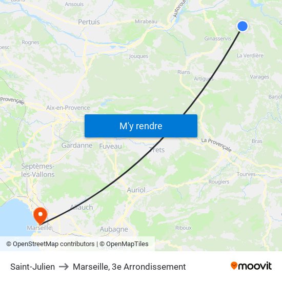 Saint-Julien to Marseille, 3e Arrondissement map