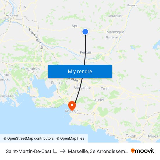 Saint-Martin-De-Castillon to Marseille, 3e Arrondissement map