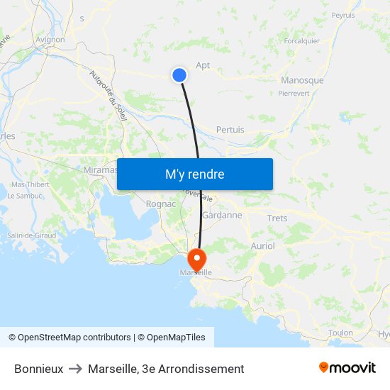 Bonnieux to Marseille, 3e Arrondissement map