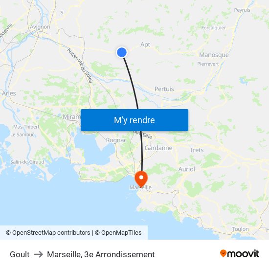 Goult to Marseille, 3e Arrondissement map