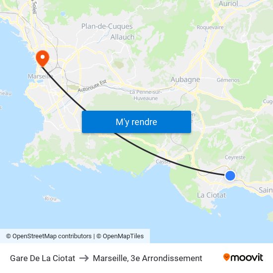 Gare De La Ciotat to Marseille, 3e Arrondissement map