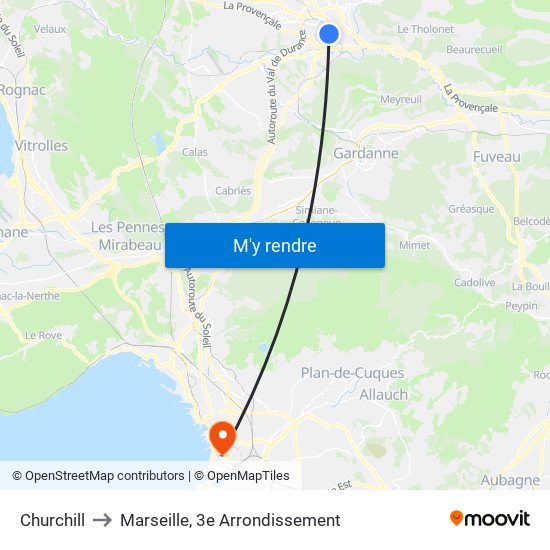 Churchill to Marseille, 3e Arrondissement map