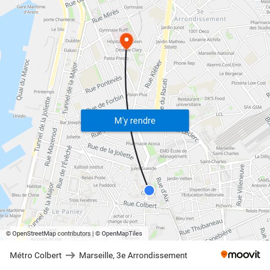 Métro Colbert to Marseille, 3e Arrondissement map