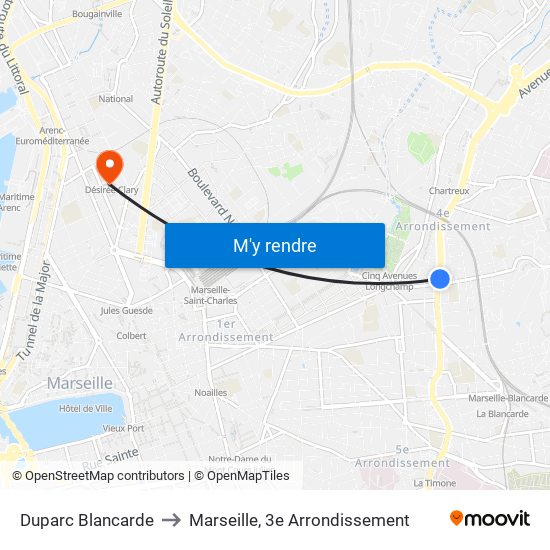 Duparc Blancarde to Marseille, 3e Arrondissement map