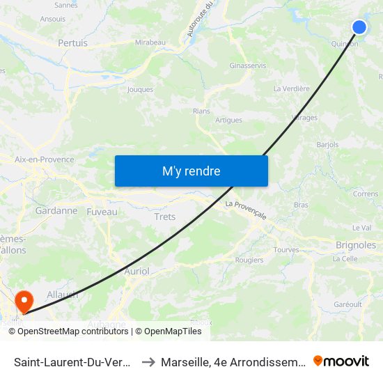 Saint-Laurent-Du-Verdon to Marseille, 4e Arrondissement map