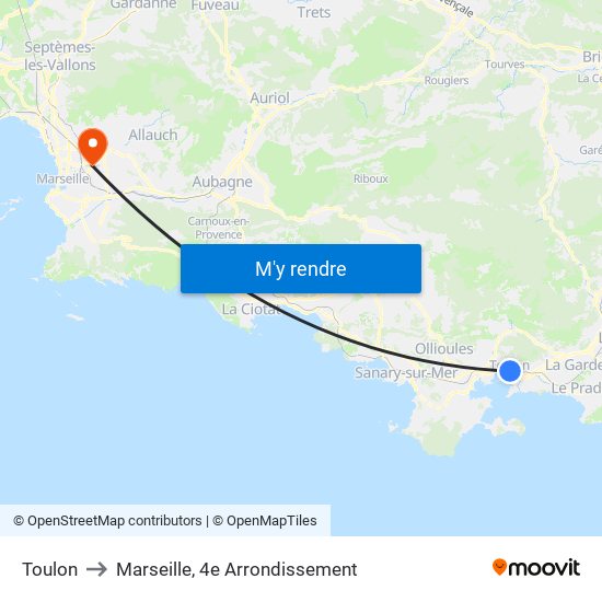 Toulon to Marseille, 4e Arrondissement map