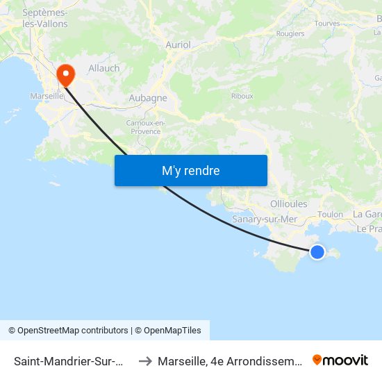 Saint-Mandrier-Sur-Mer to Marseille, 4e Arrondissement map