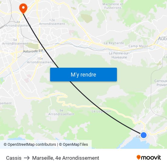 Cassis to Marseille, 4e Arrondissement map