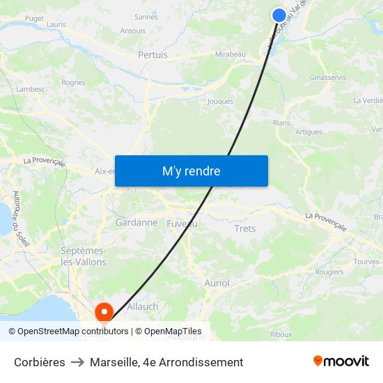 Corbières to Marseille, 4e Arrondissement map