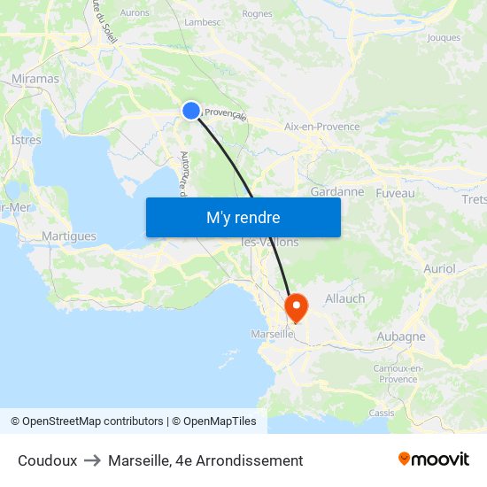 Coudoux to Marseille, 4e Arrondissement map