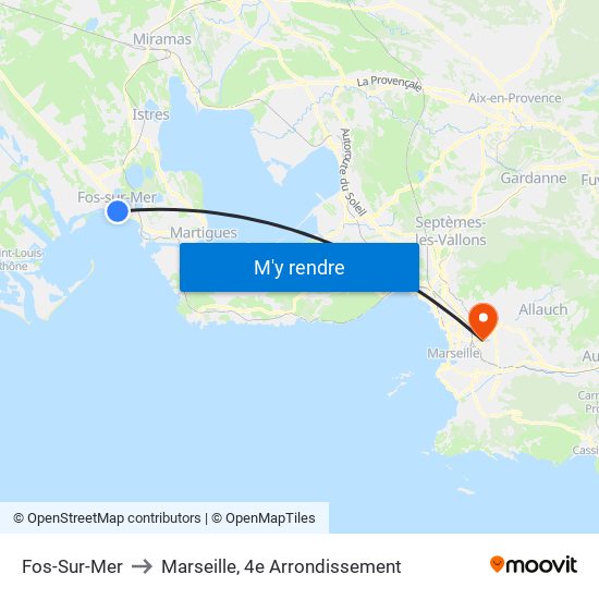 Fos-Sur-Mer to Marseille, 4e Arrondissement map