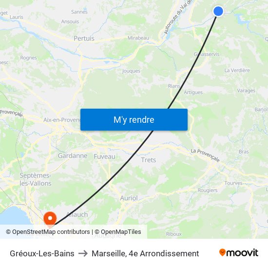 Gréoux-Les-Bains to Marseille, 4e Arrondissement map