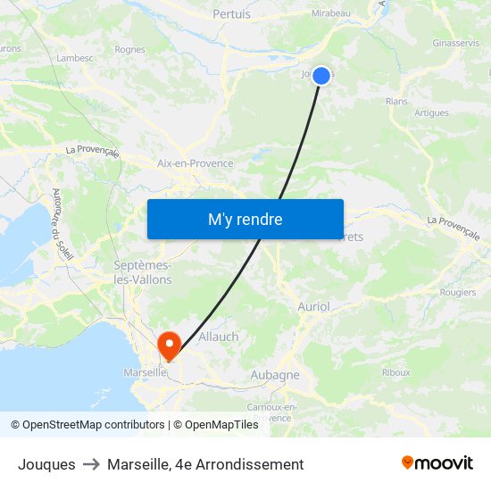 Jouques to Marseille, 4e Arrondissement map