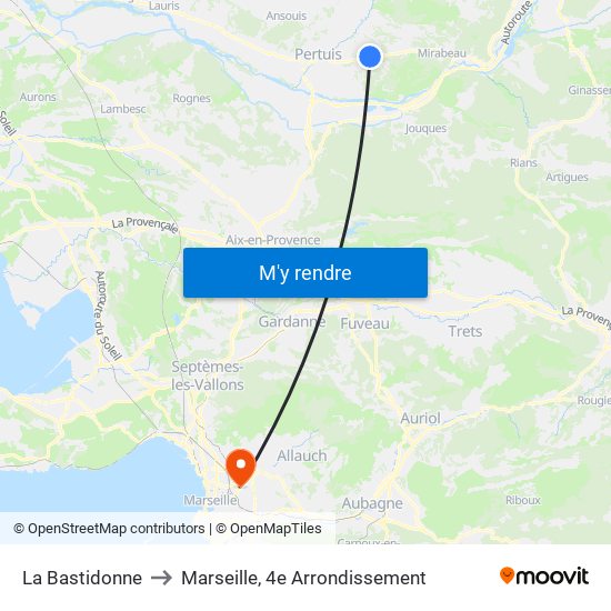 La Bastidonne to Marseille, 4e Arrondissement map