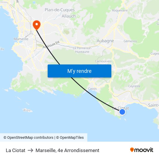 La Ciotat to Marseille, 4e Arrondissement map