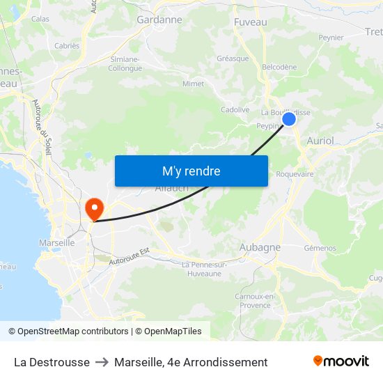 La Destrousse to Marseille, 4e Arrondissement map
