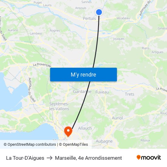 La Tour-D'Aigues to Marseille, 4e Arrondissement map